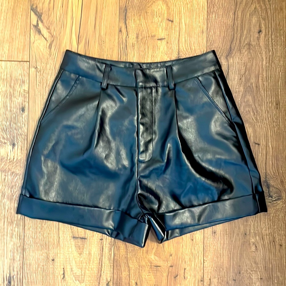 Faux leather shorts